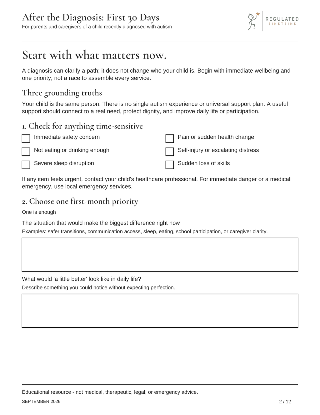 Page 2 of After the Diagnosis: First 30 Days Guide: Start with what matters now.