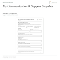 My Communication & Support Snapshot - printable and fillable PDFs, showing the actual opening page