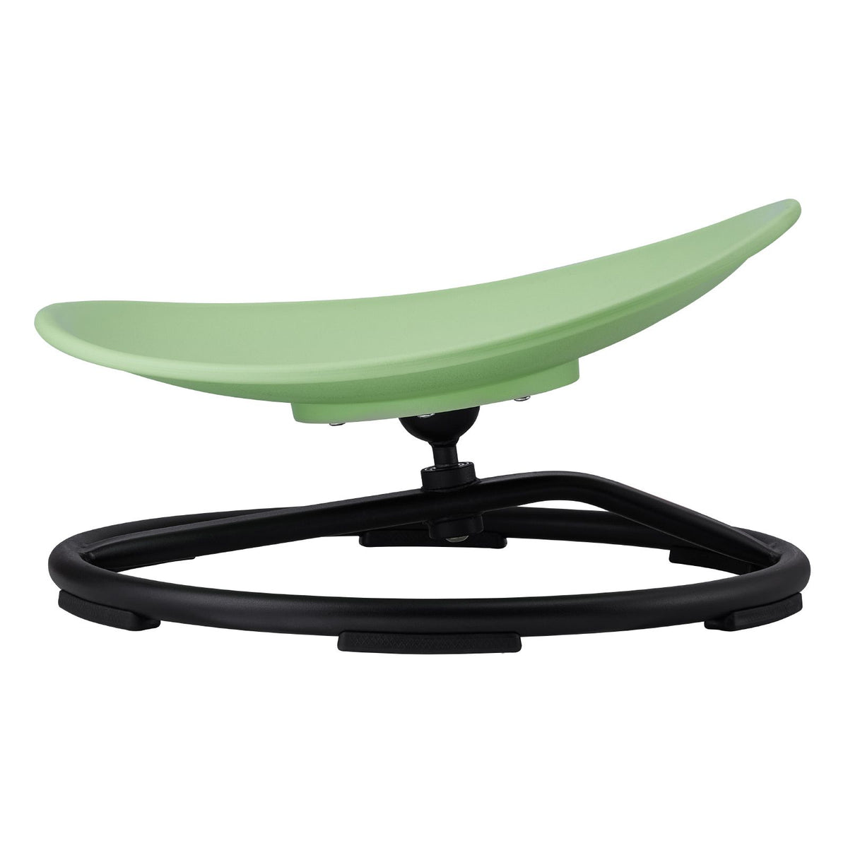 Side view of the green VEVOR spinning seat showing its curved seat and black base.
