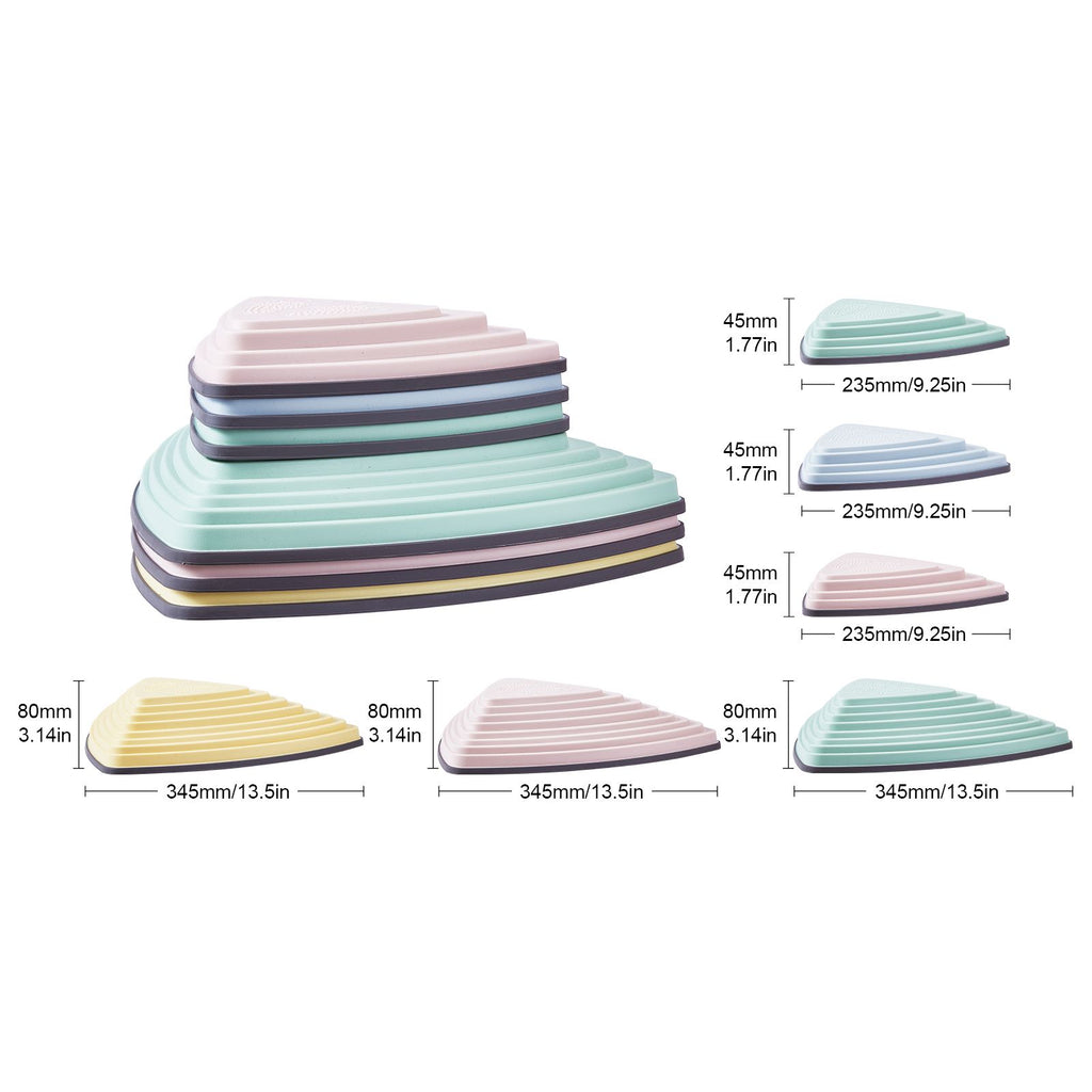 Size diagram: three small stepping stones, 235 mm across and 45 mm high, and three large stones, 345 mm across and 80 mm high.